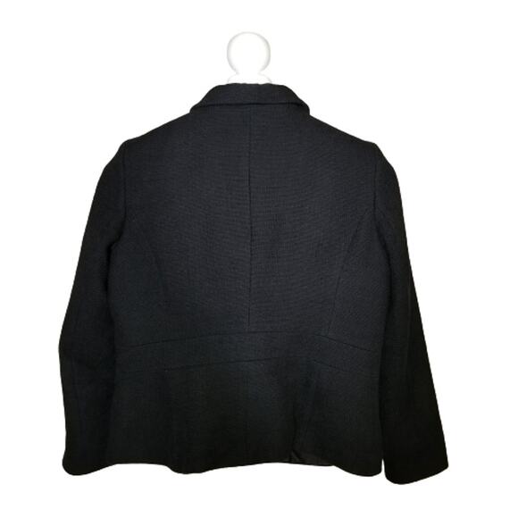 Talbots Zip Up Textured Blazer Peter Pan Collar Black 14P - Picture 2 of 7